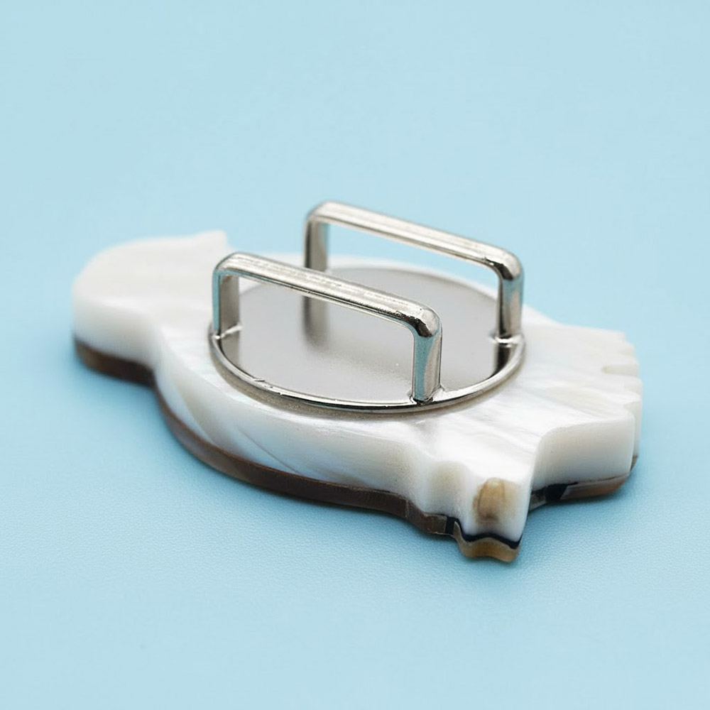 貝帯留(ペンギン)【リオン工芸】