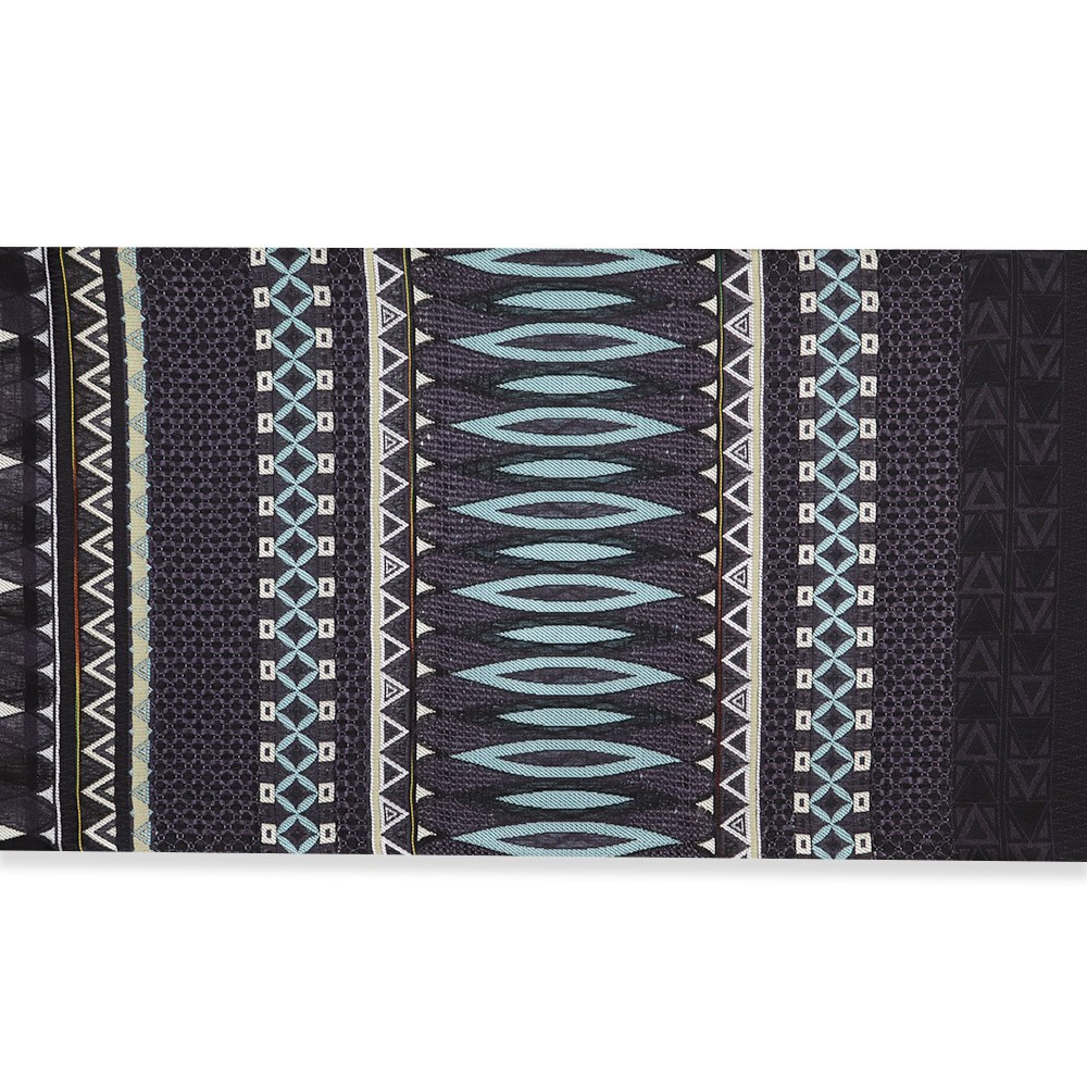 刺繍西陣袋帯（横段幾何/汕頭）：紫