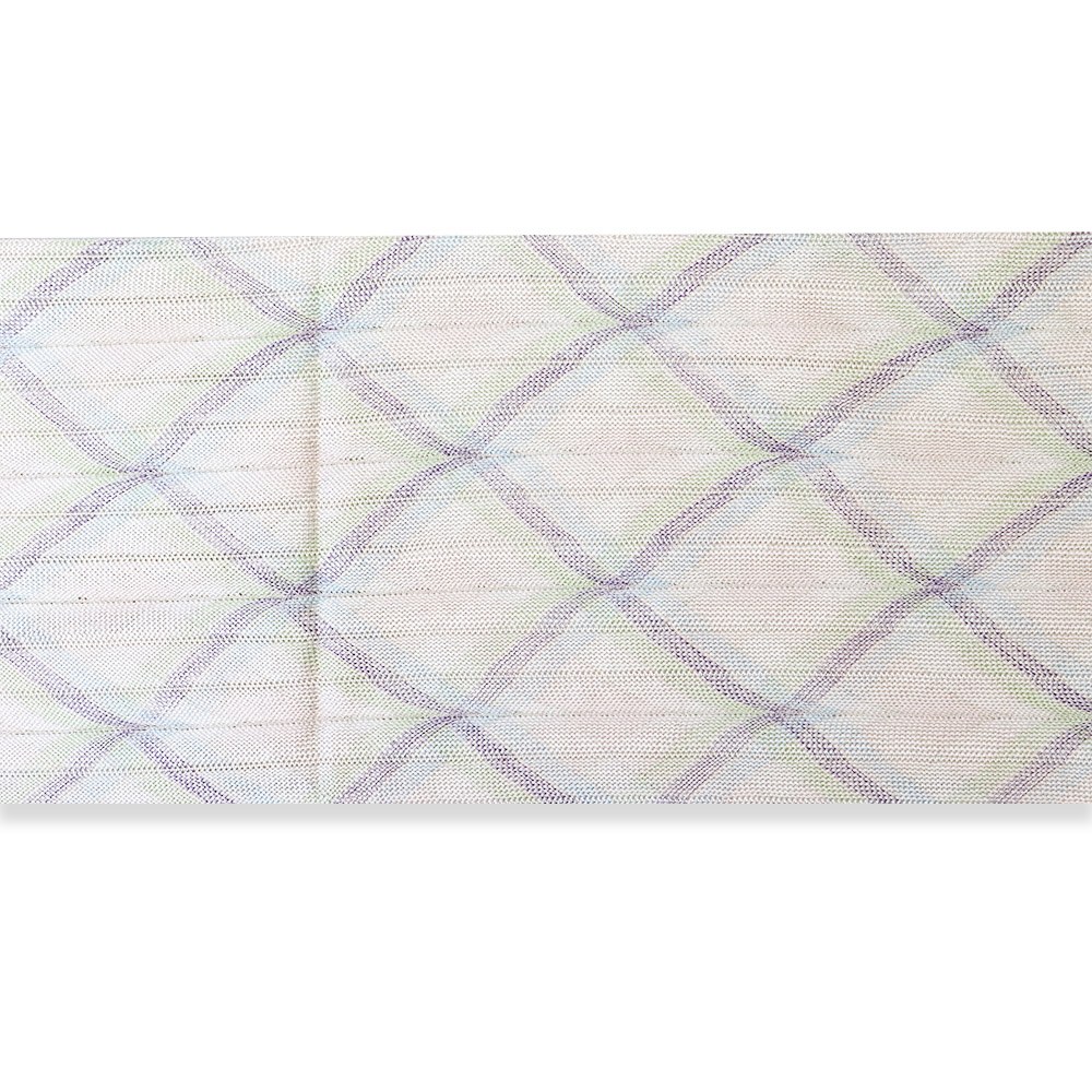 西陣組紐袋帯（斜め格子）：薄ピンク『くみひも織』
