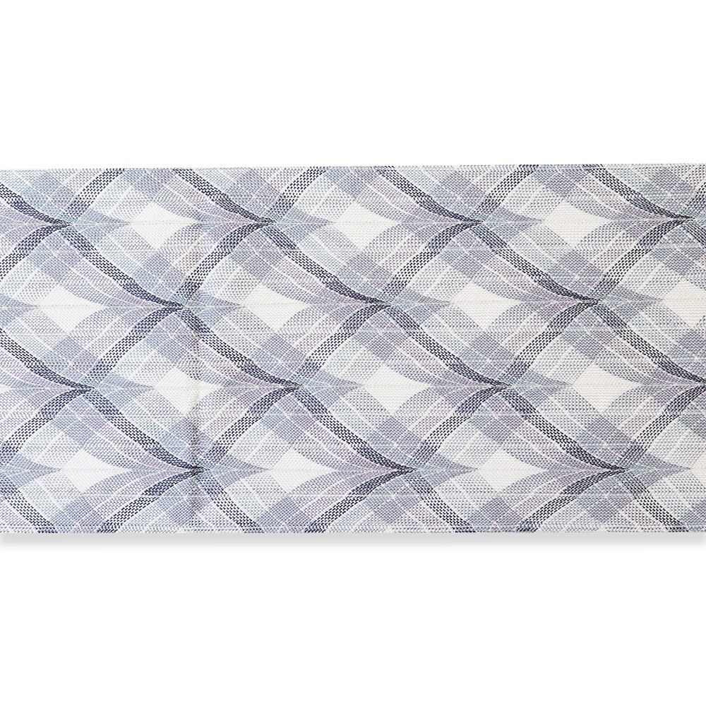 西陣組紐袋帯（斜め格子）：ブルーグレー『くみひも織』