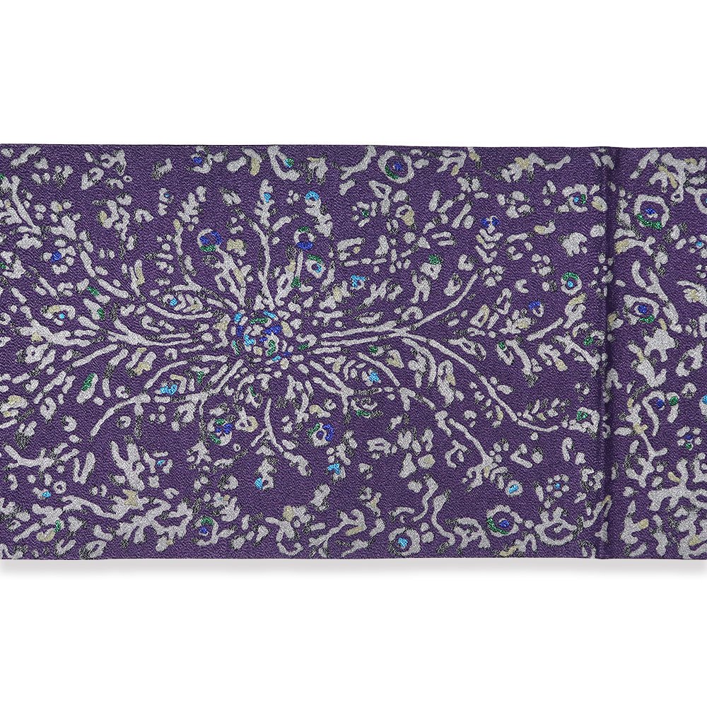 西陣袋帯（更紗）：紫【岡文織物】