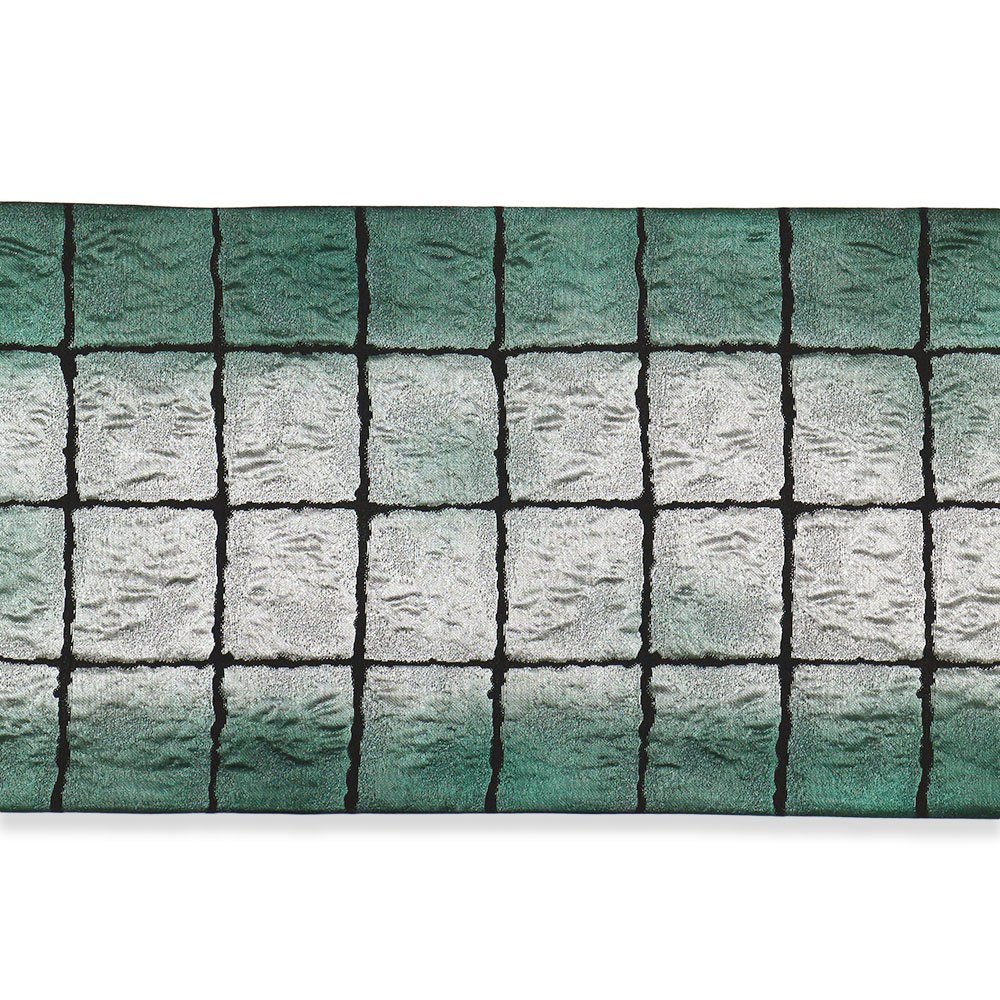 西陣袋帯（市松文様）：緑×銀【都】