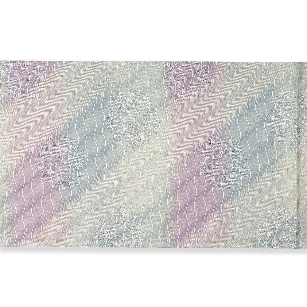西陣袋帯（斜め縞）：水色×紫×銀『錦綾』【じゅらく】