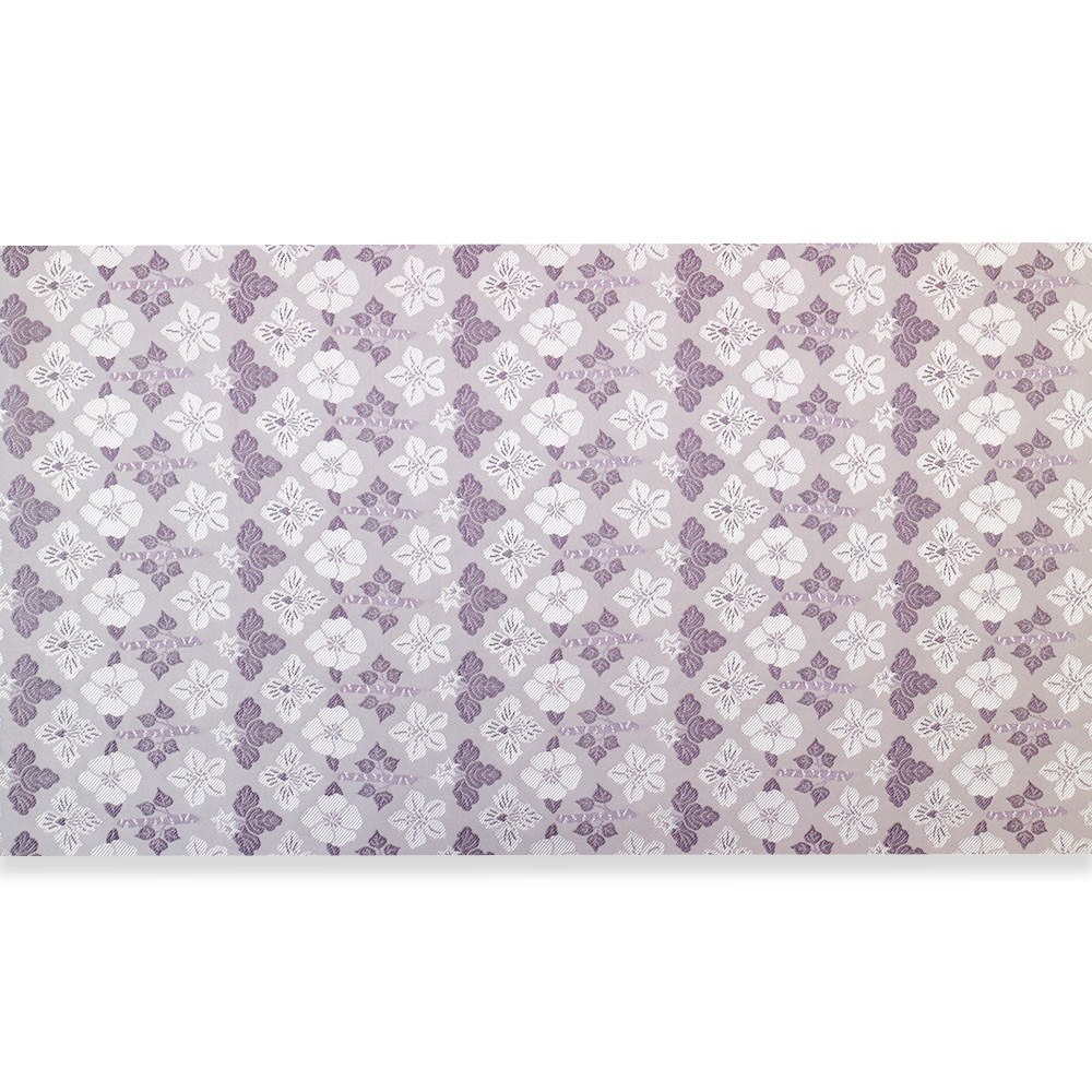 西陣九寸名古屋帯（草花文）：紫×白【篠屋織物】