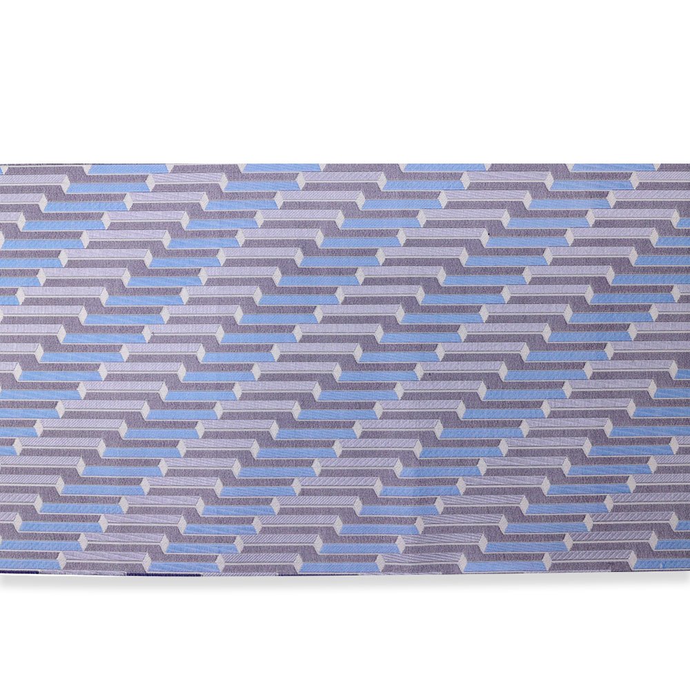 西陣九寸名古屋帯（幾何）：灰紫×青【大光織物】