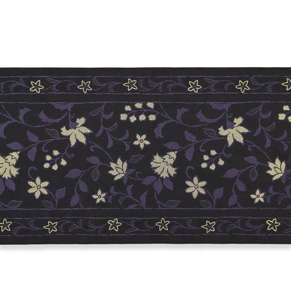 西陣御召地九寸名古屋帯(花唐草間道)