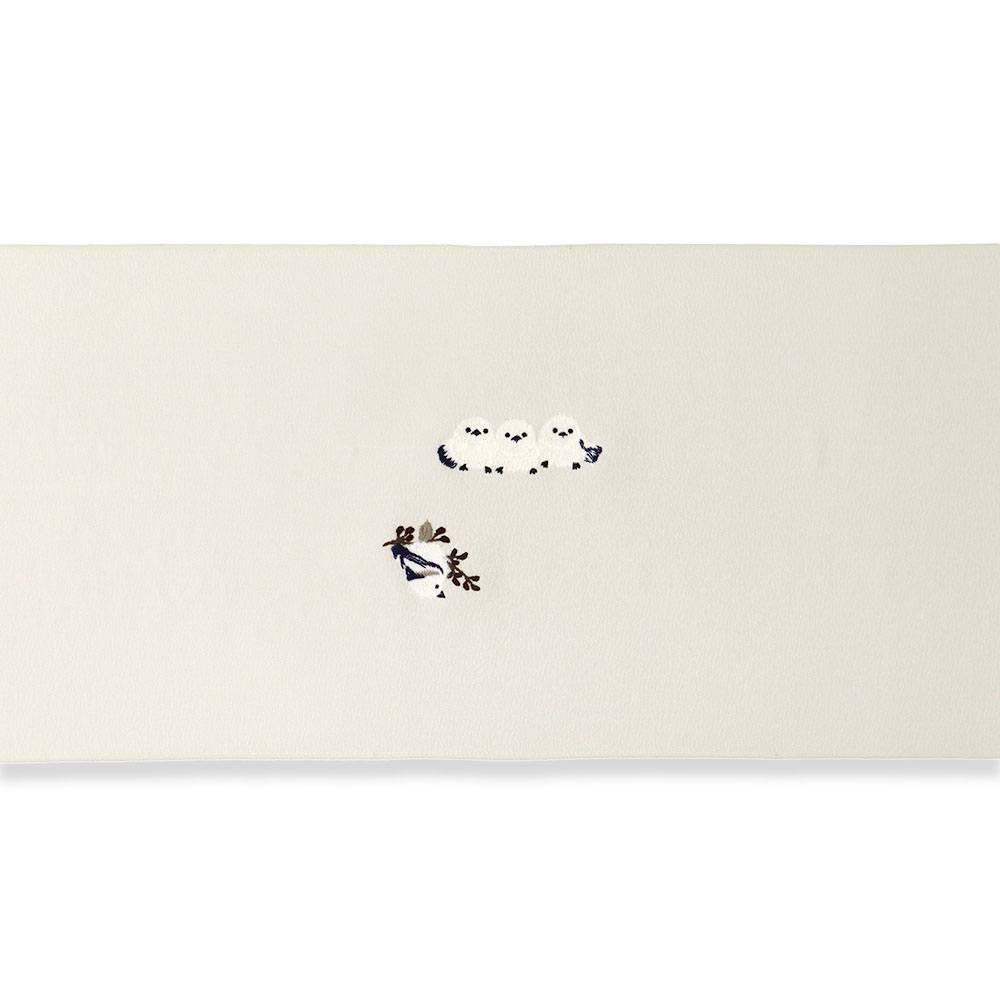 刺繍九寸名古屋帯(シマエナガ)