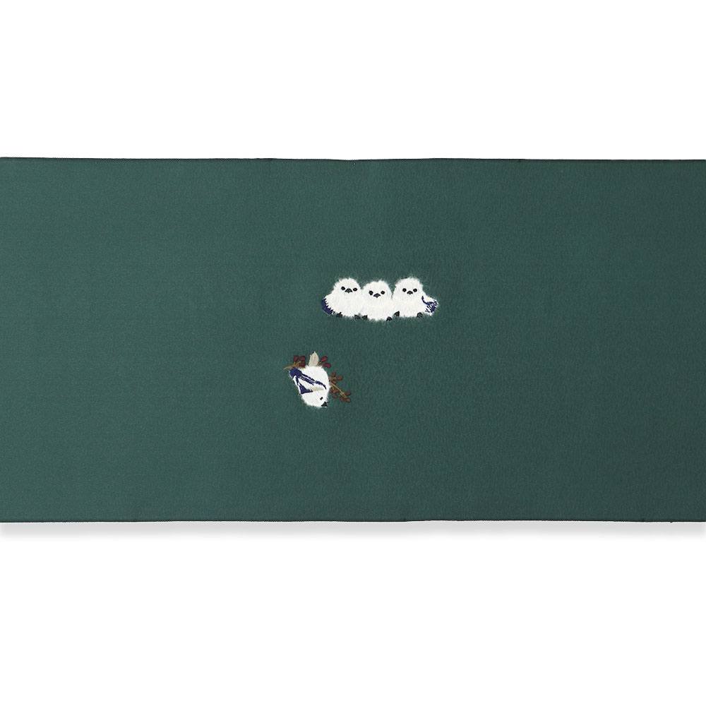 刺繍九寸名古屋帯(シマエナガ)