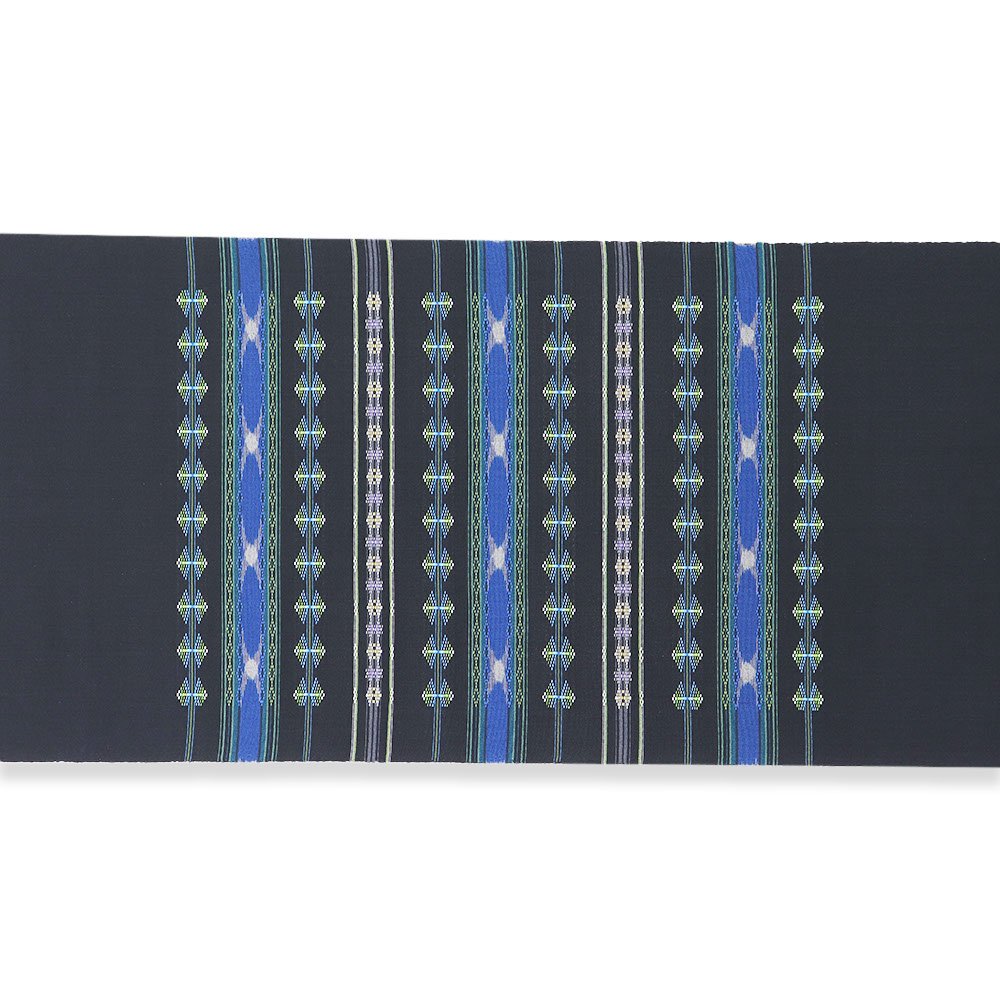 琉球南風原花織九寸名古屋帯(横段)【手織工房おおしろ】