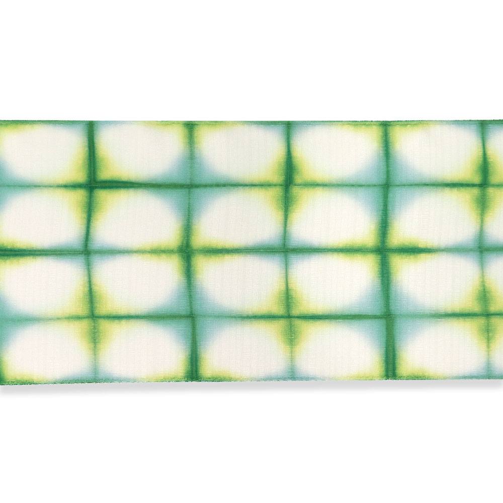 桐生絞り夏九寸名古屋帯(ぼかし格子)【泉織物】