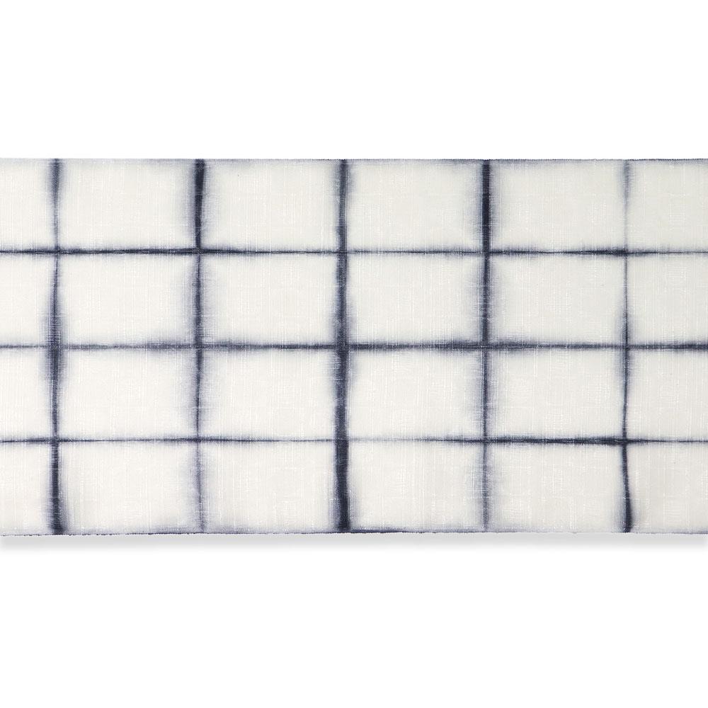 桐生絞り夏九寸名古屋帯(ぼかし格子)【泉織物】