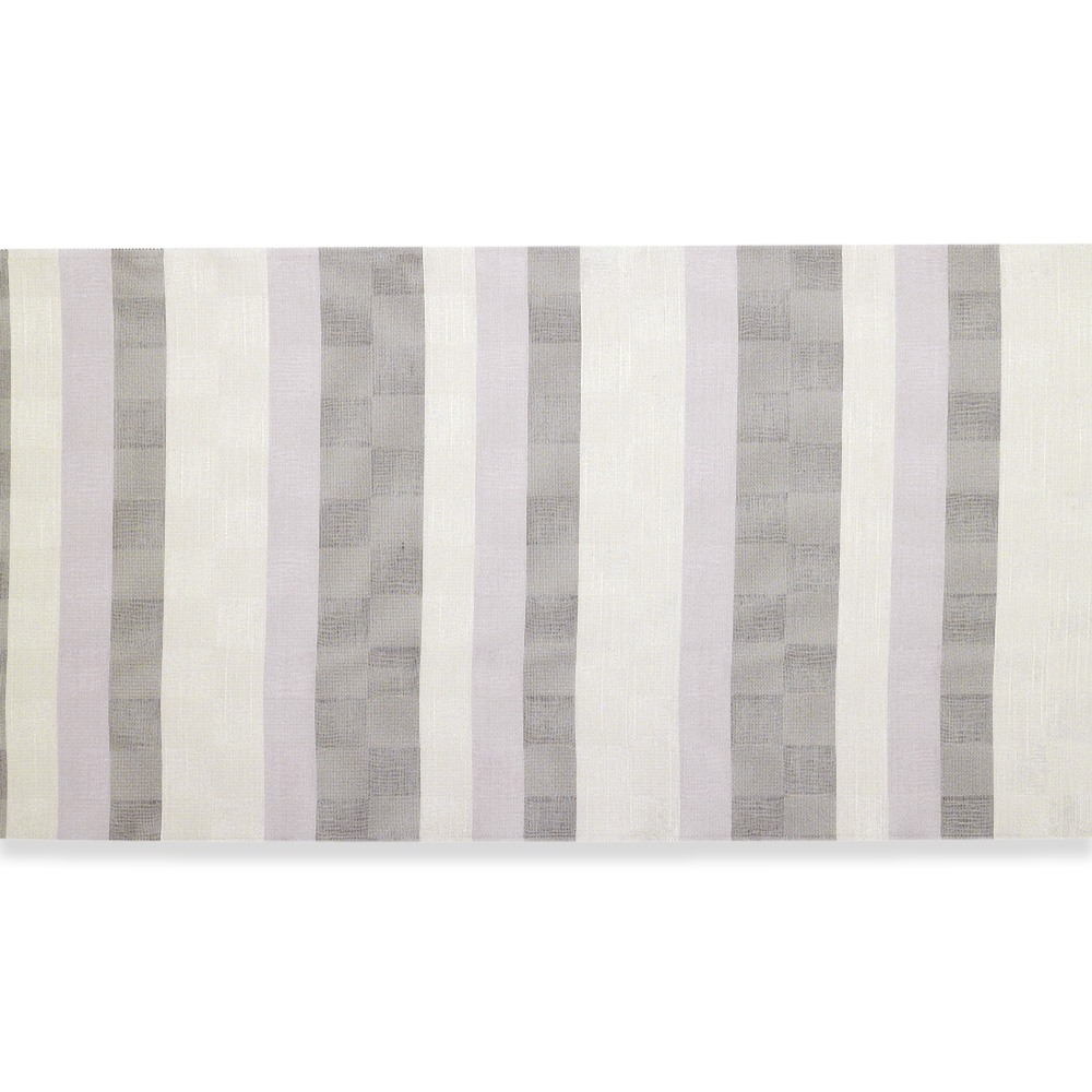 桐生織夏九寸名古屋帯（横段市松）：白×ピンク『沙羅紬』