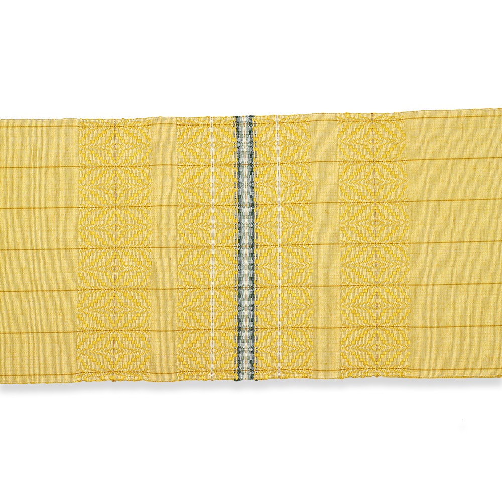 琉球南風原花織八寸名古屋帯（横段）：黄『美ら彩』