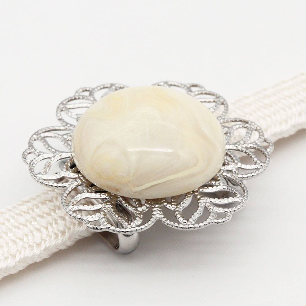 帯留付き三分紐帯締(フラワー/マーブル_大)【大原商店】