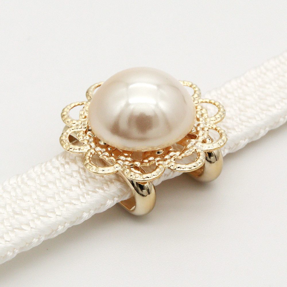 帯留付き三分紐帯締(プティフラワー/ゴールド)【大原商店】