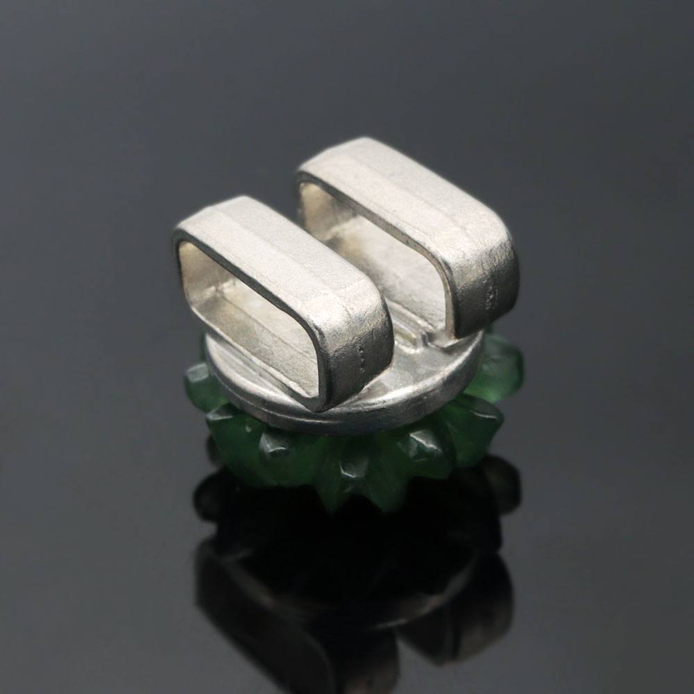 天然石帯留(小花/ヒスイ)