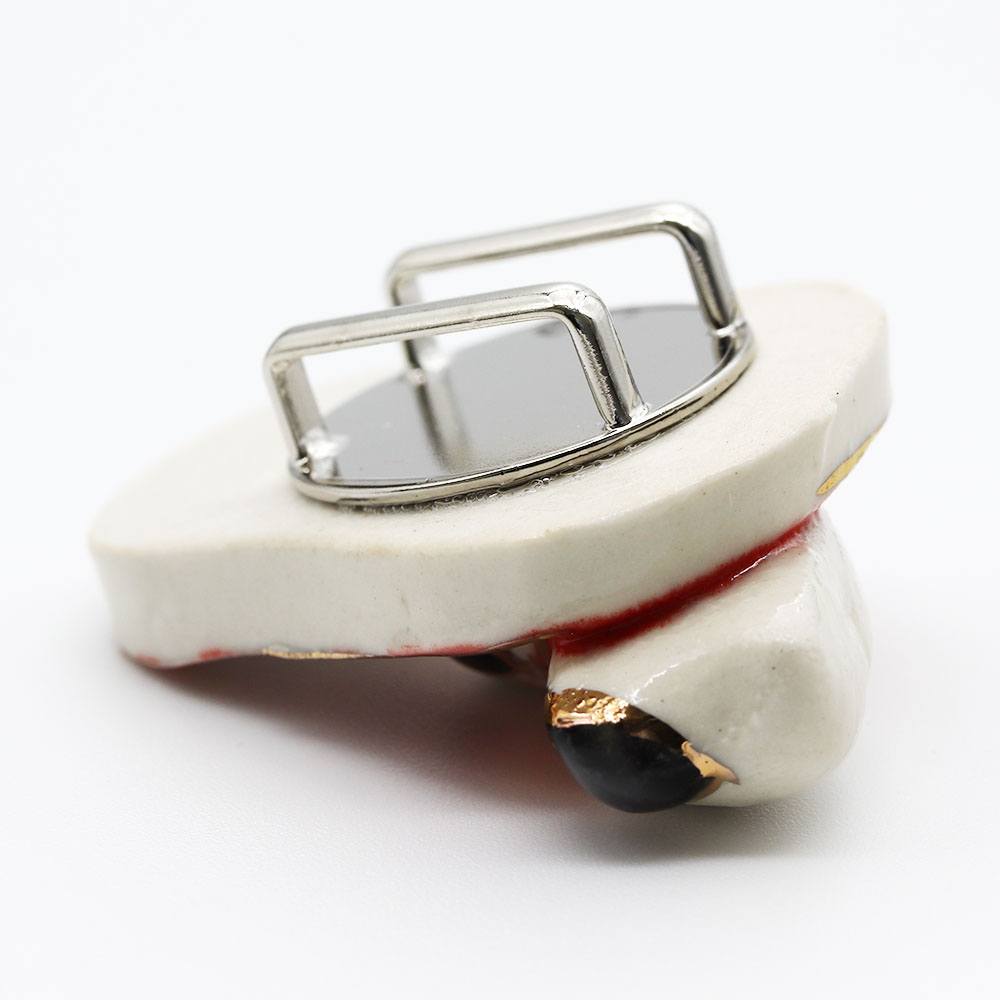 清水焼帯留(だるまと馬)【馬籠静】