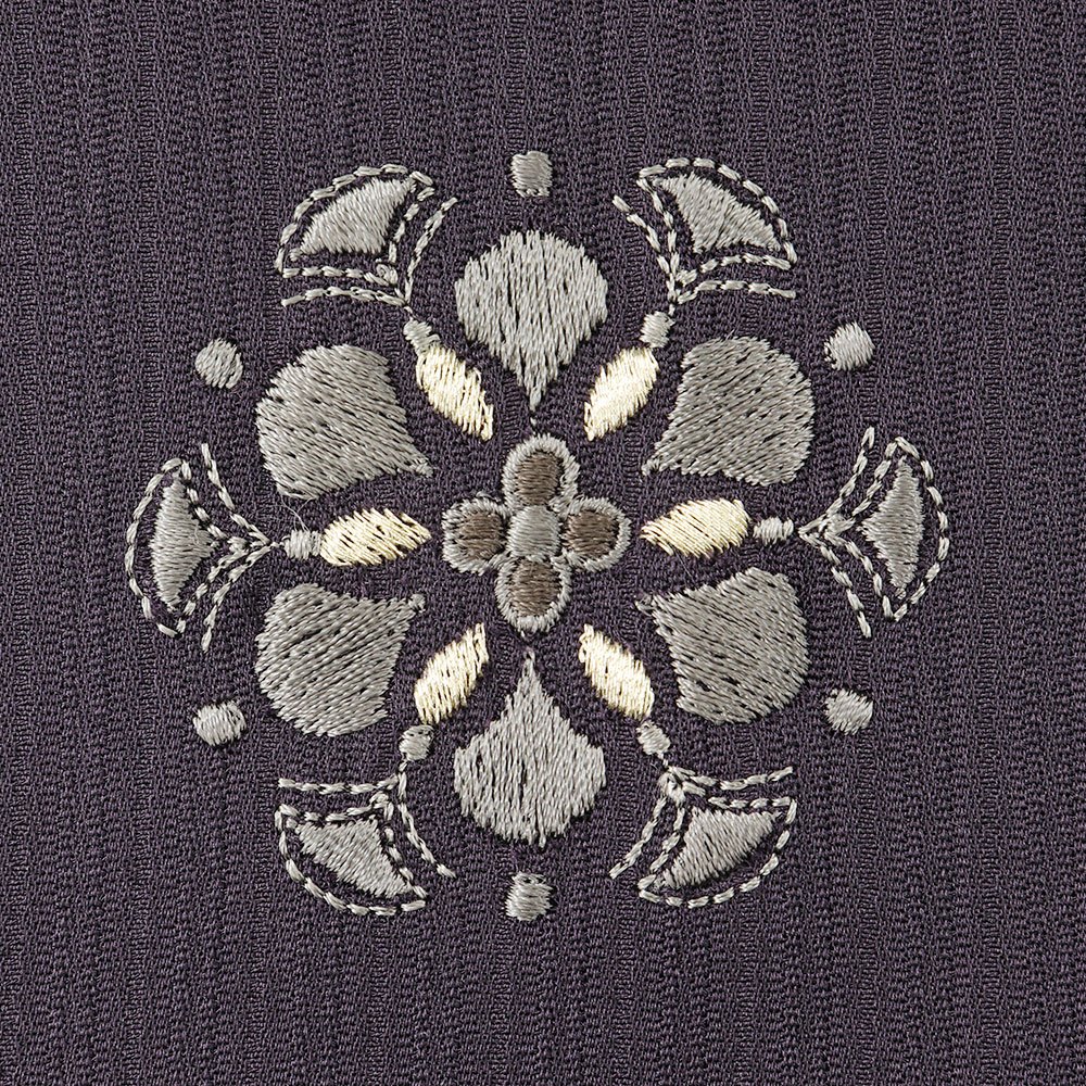 飛び柄刺繍小紋（華紋）：濃紫【菱健】