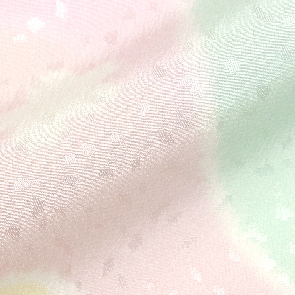 正絹長襦袢（流水に桜/吹雪地紋）：ピンク×黄緑