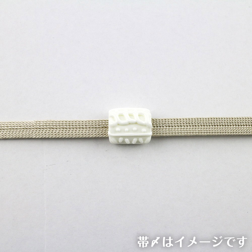 ガラス帯留：ホワイト『knit（ニット）』