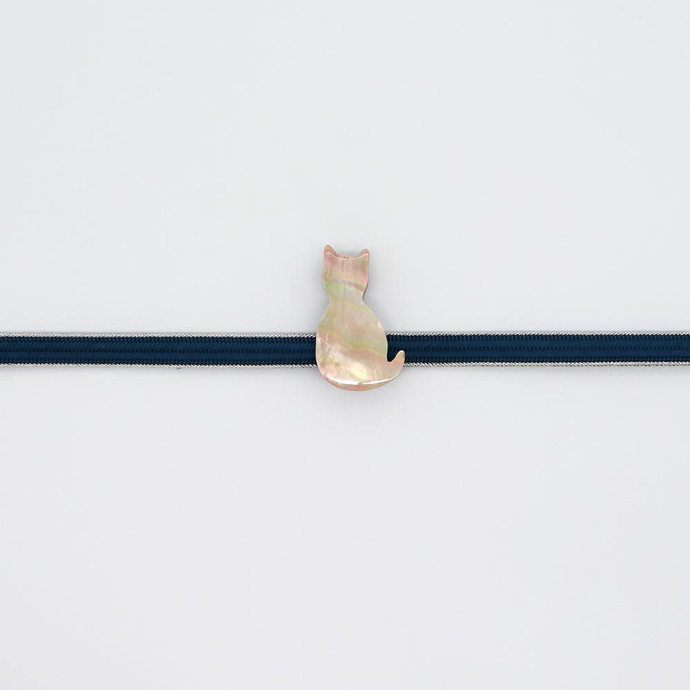 貝帯留(ネコ)【リオン工芸】