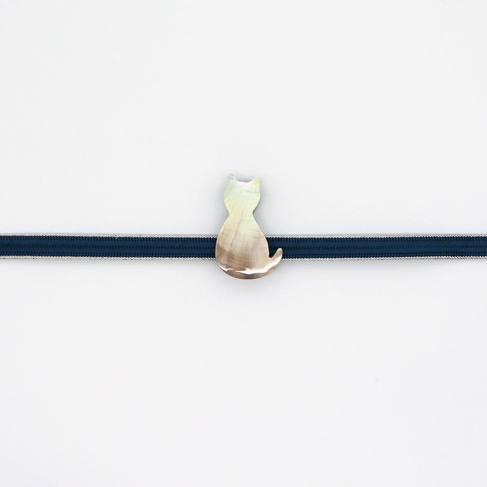 貝帯留(ネコ)【リオン工芸】