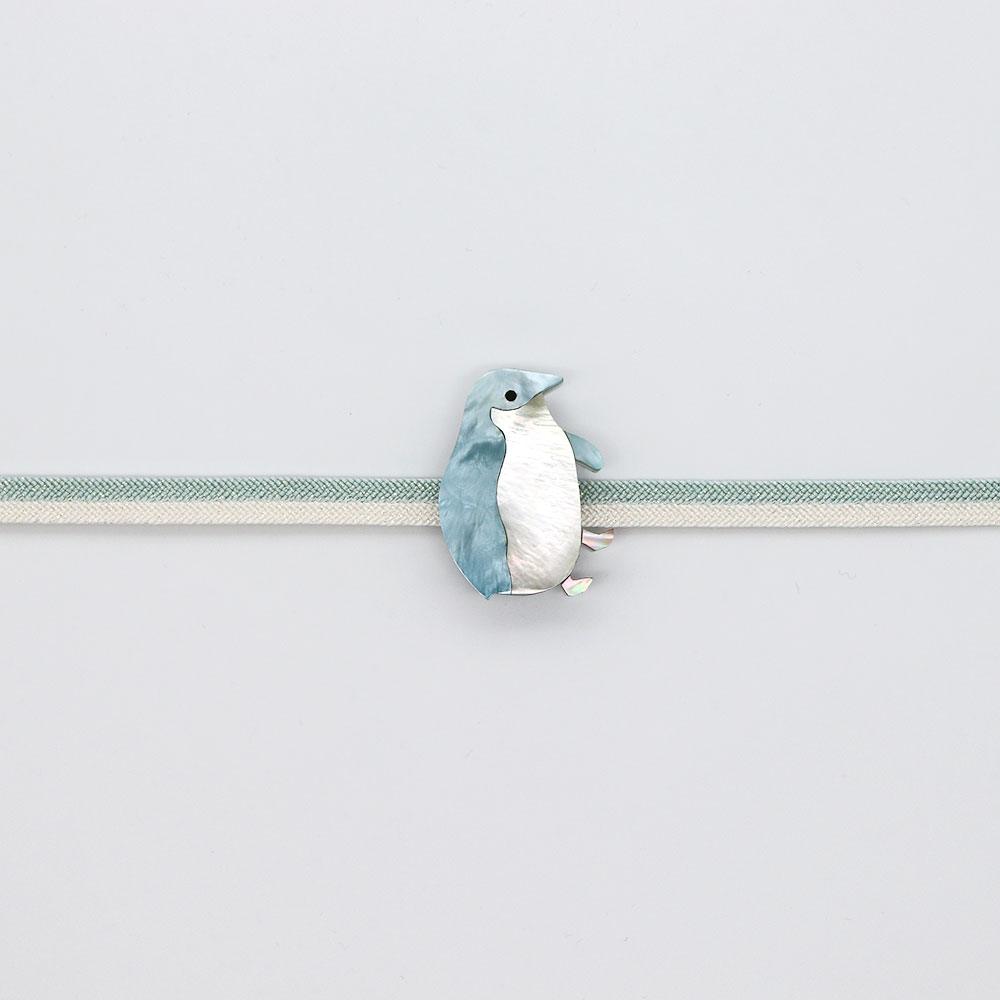 貝帯留(ペンギン)【リオン工芸】