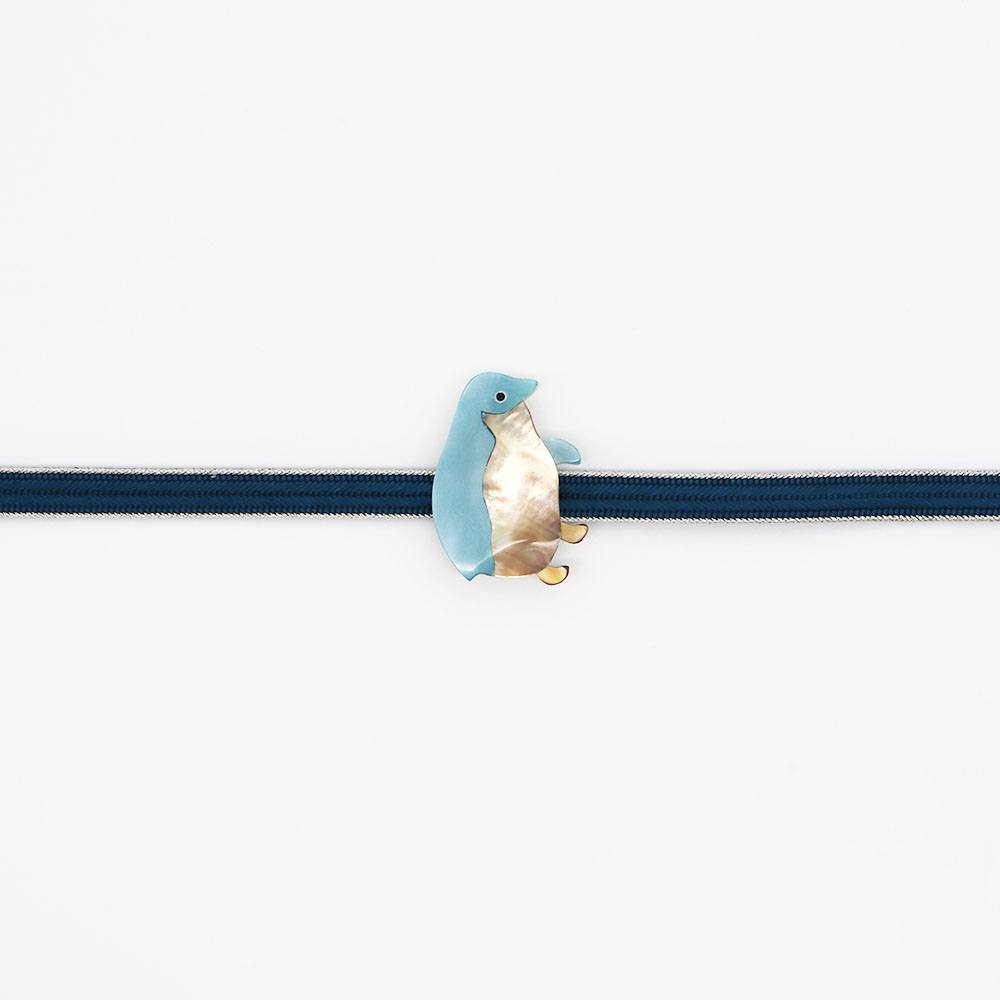 貝帯留(ペンギン)【リオン工芸】