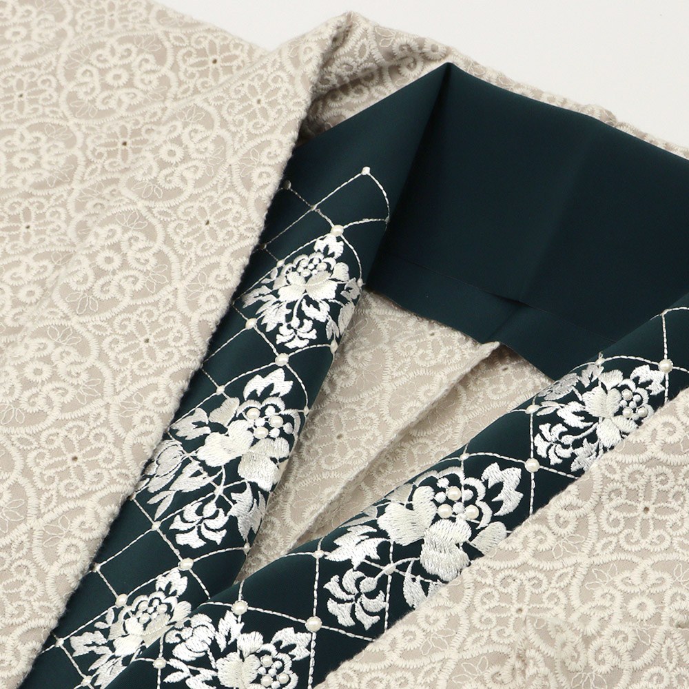 刺繍半衿(キルティングフラワー)【和風館ICHI×いち利モール】