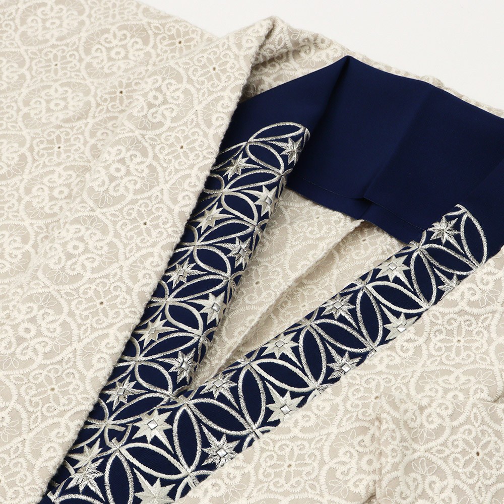 刺繍半衿(スタッズ七宝)【和風館ICHI×いち利モール】