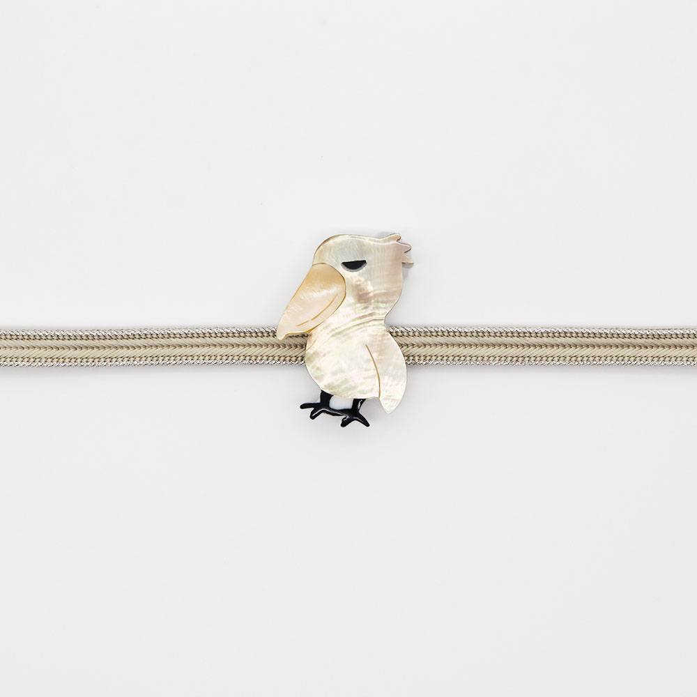 貝帯留(ハシビロコウ)【リオン工芸】