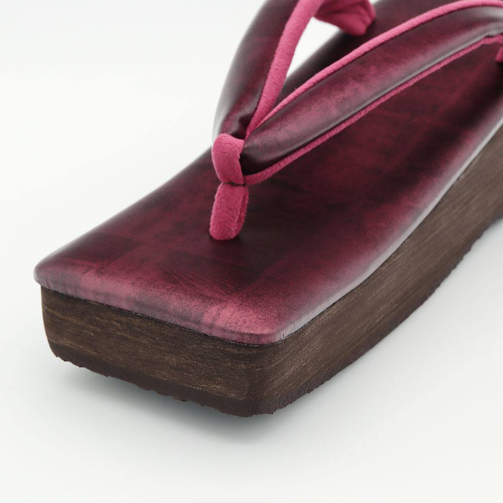 本革カフェ草履(スクエア型)『琳派シルバー』【カレンブロッソ】