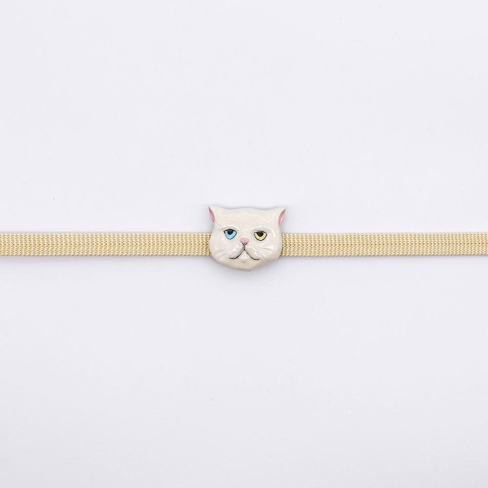 真鍮帯留(ネコの顔)