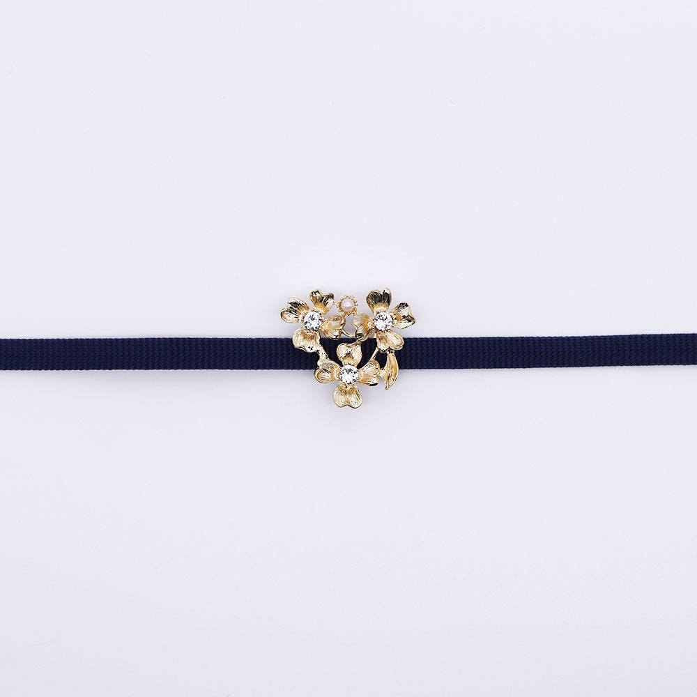 真鍮帯留(3輪の花)