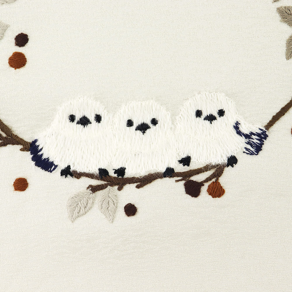 刺繍九寸名古屋帯(シマエナガ)