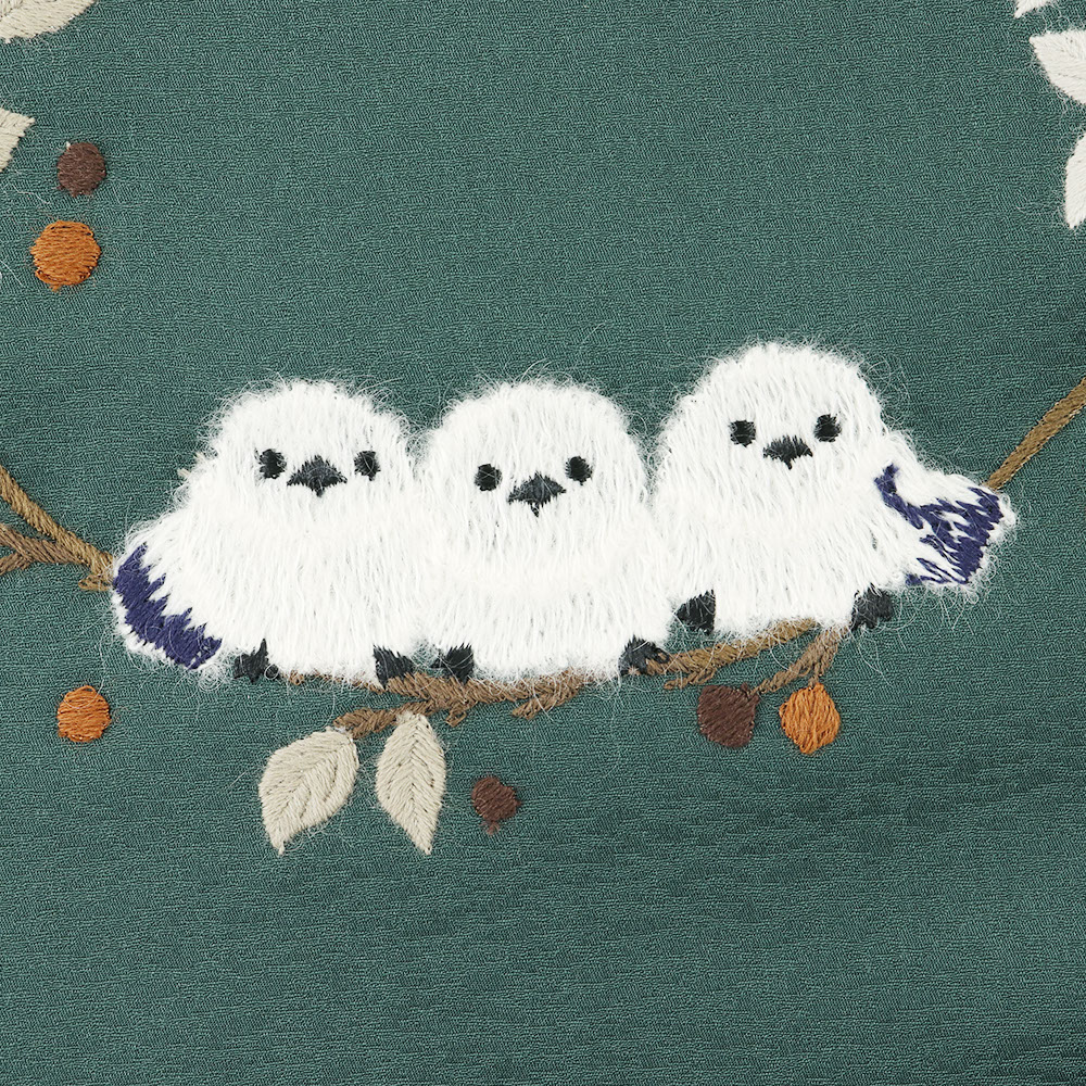 刺繍九寸名古屋帯(シマエナガ)