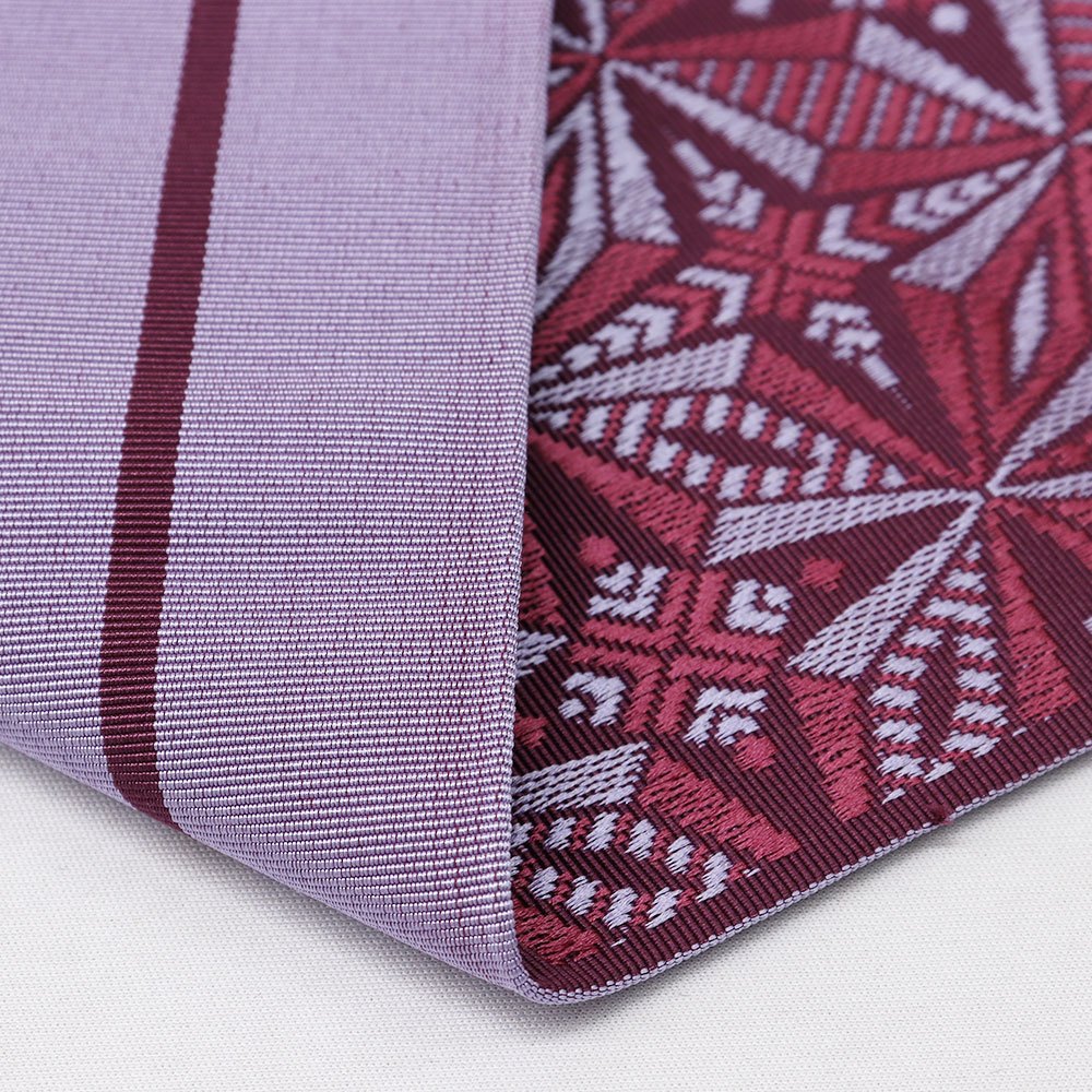 博多小袋帯（切子）：赤紫『筑前独鈷』【原田織物】