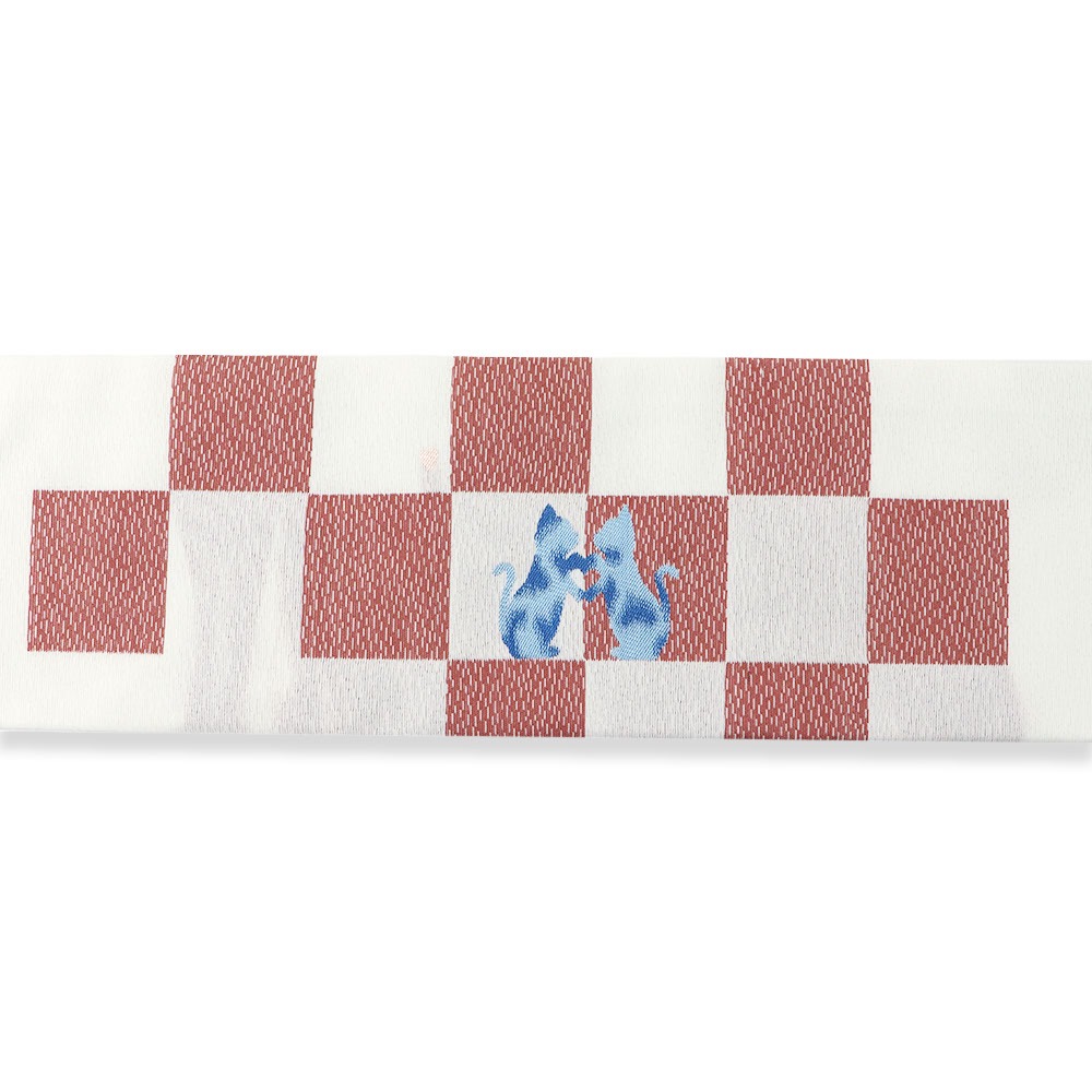 新品 仕立て上がり九寸名古屋帯(猫市松)