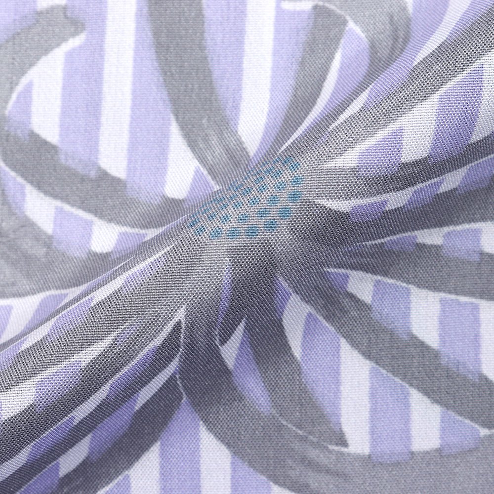 正絹長襦袢（縞に乱菊）：紫
