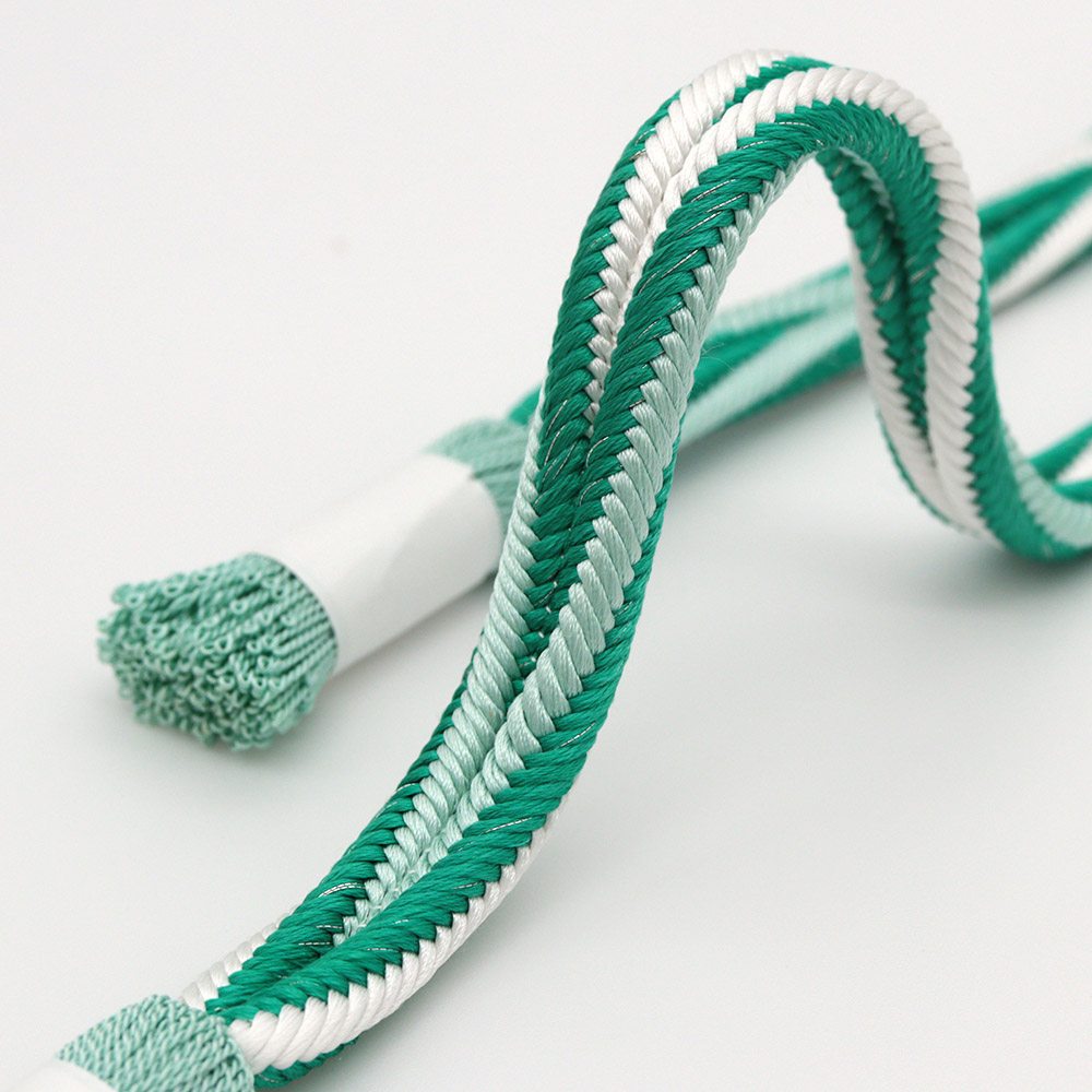 洋角組み撚り房帯締(銀入り矢羽根)【加藤萬】