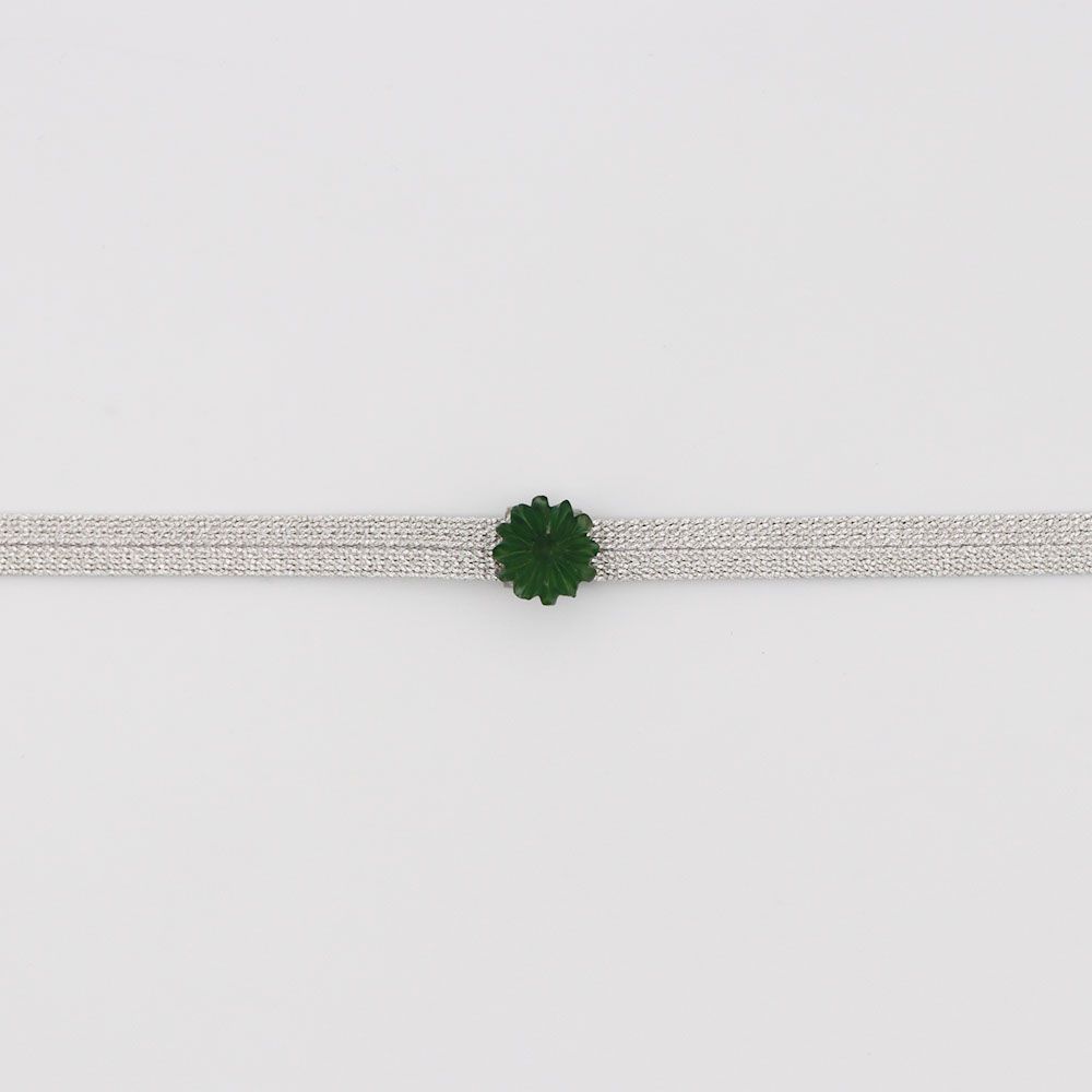 天然石帯留(小花/ヒスイ)