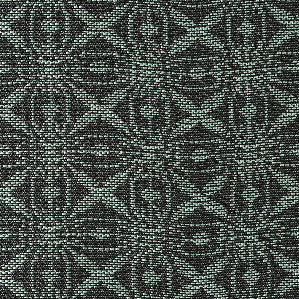 刺繍西陣御召（格子）：黒×緑『京縫い』