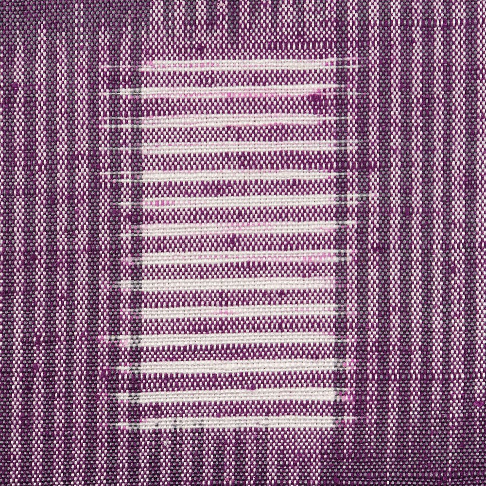 置賜紬（横段幾何）：紫×ピンク『本場米琉絣』【渡源織物】