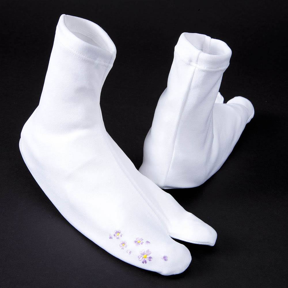 刺繍ストレッチ足袋(桜)『たび姫』