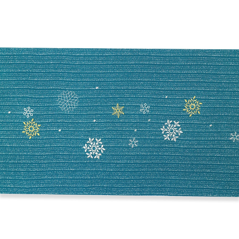 刺繍帯揚（雪の結晶）：青緑【ミヤコレ】