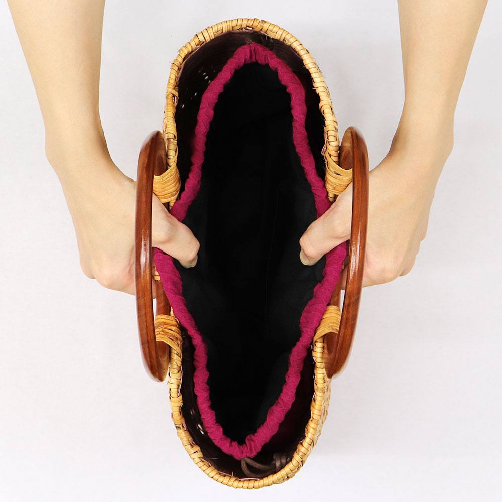 巾着付きラタンバッグ