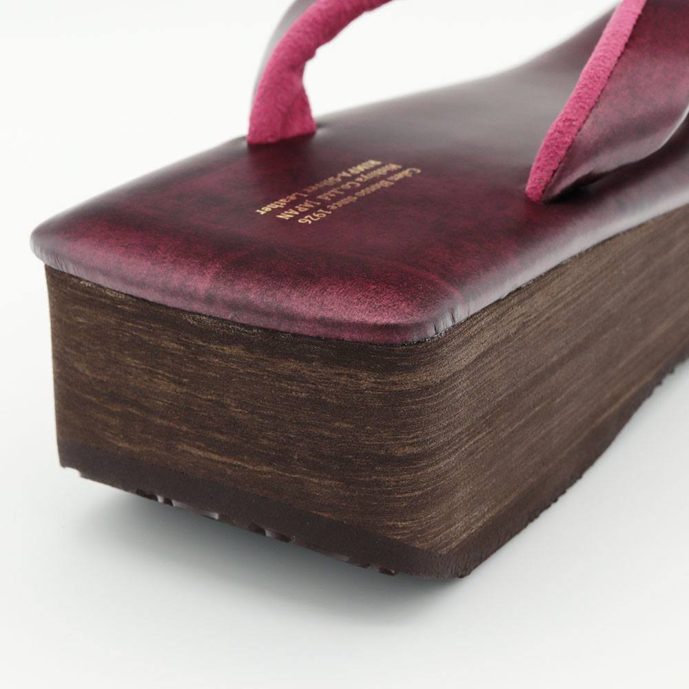 本革カフェ草履(スクエア型)『琳派シルバー』【カレンブロッソ】