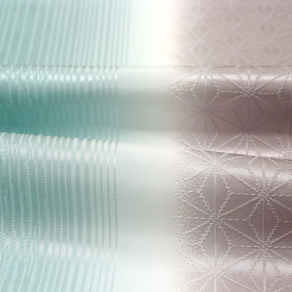 縦ぼかし帯揚 (麻の葉/縞地紋)