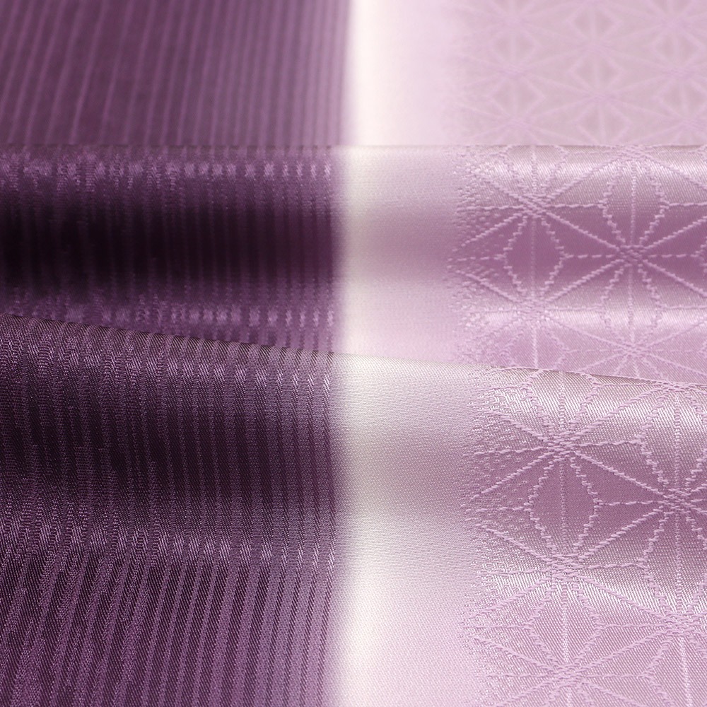 縦ぼかし帯揚 (麻の葉/縞地紋)