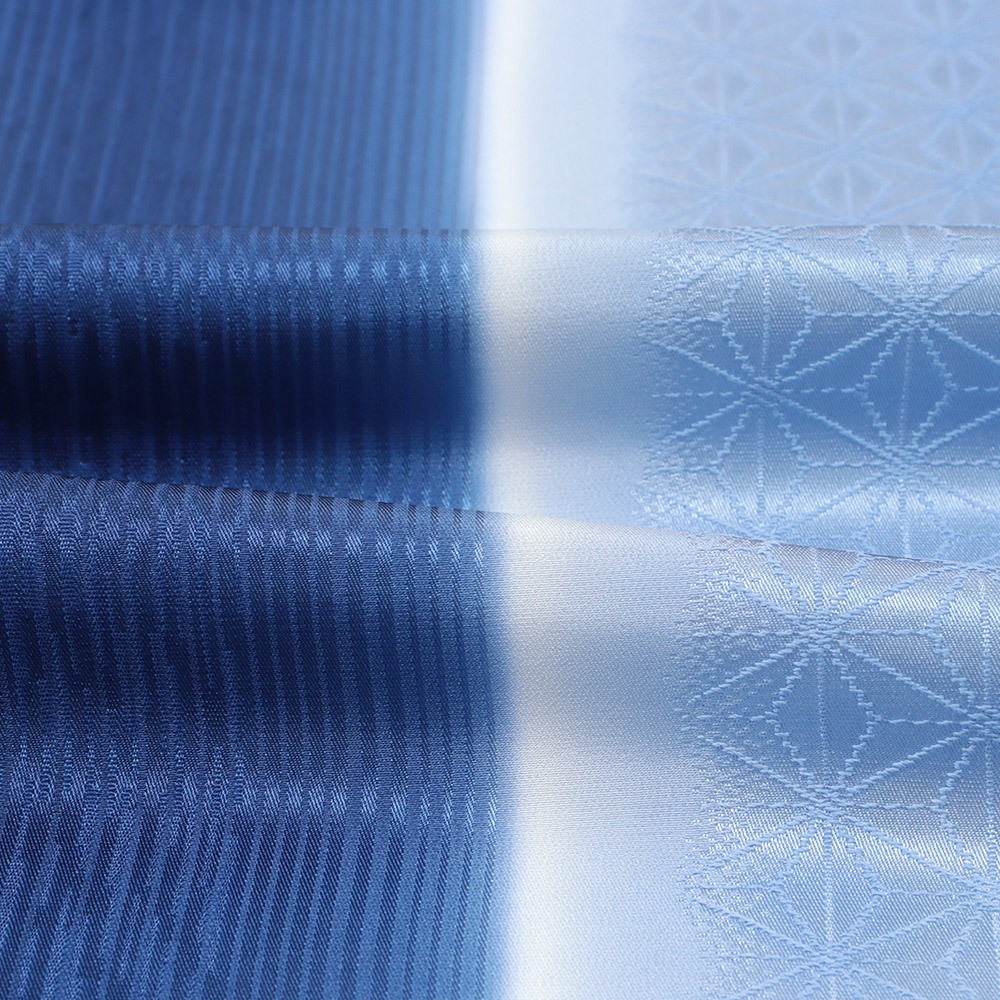 縦ぼかし帯揚 (麻の葉/縞地紋)